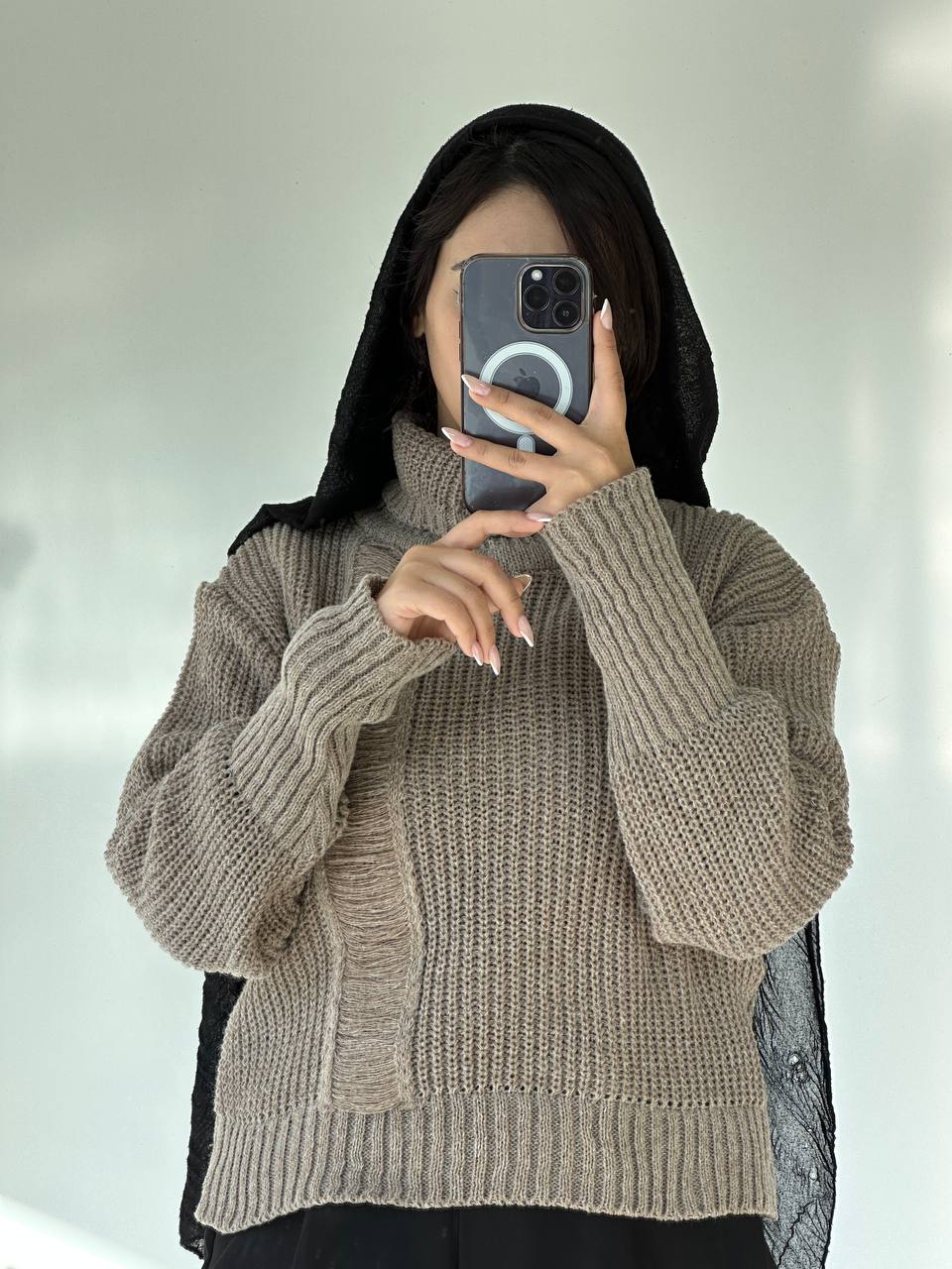 بافت یقه اسکی زاپ دار ترمه